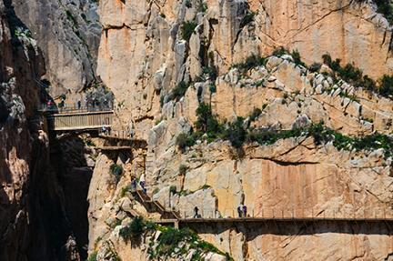 Pasarelas del Caminito del Rey a su paso por el desfiladero de los Gaitanes